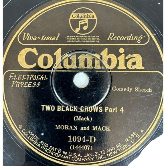 Moran and Mack - Two Black Crows Part 3 & 4 - 1094-D Columbia 78rpm 10" Shellac - Picture 4 of 4